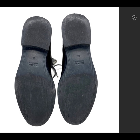 Zara Black Leather Moto Combat Boots 7.5 (38) - Picture 7 of 7